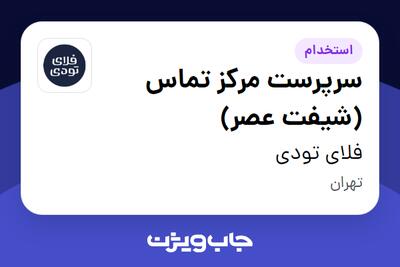 استخدام سرپرست مرکز تماس (شیفت عصر) در فلای تودی
