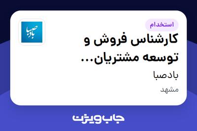  استخدام کارشناس فروش و توسعه مشتریان (تبلیغات دیجیتال) در بادصبا