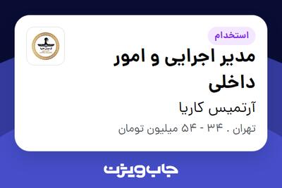 استخدام مدیر اجرایی و امور داخلی - خانم در آرتمیس کاریا