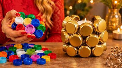 ساخت جاشمعی لوکس و مدرن فقط با درب بطری پلاستیکی و چسب تفنگی