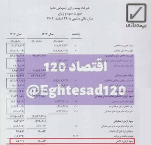 📸 سود بیمه رازی فقط ۱/۸ میلیارد تومان/ سقوط ۷۹ درصدی