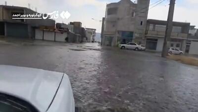  ویدئو؛ خیابان‌های یاسوج از باران تابستانی تر شد