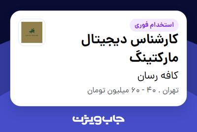  استخدام کارشناس دیجیتال مارکتینگ - آقا در کافه رسان
