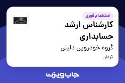 استخدام کارشناس ارشد حسابداری - خانم در گروه خودرویی دلیلی