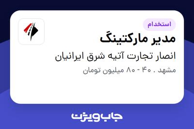  استخدام مدیر مارکتینگ در انصار تجارت آتیه شرق ایرانیان
