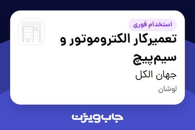 استخدام تعمیرکار الکتروموتور و سیمپیچ - آقا در جهان الکل