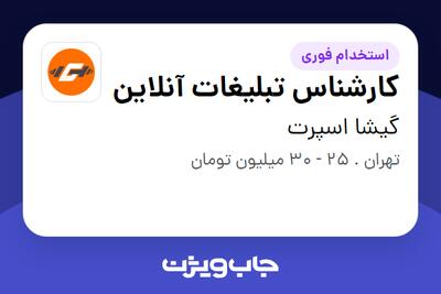 استخدام کارشناس تبلیغات آنلاین در گیشا اسپرت