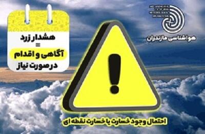 هشدار سطح زرد هواشناسی مازندران برای دامنهها و ارتفاعات
