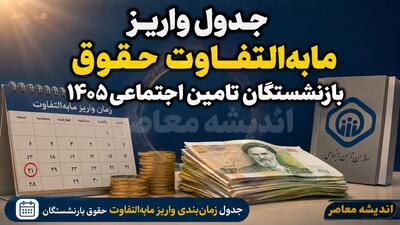 جدول واریز مابه التفاوت حقوق بازنشستگان تامین اجتماعی ۱۴۰۵