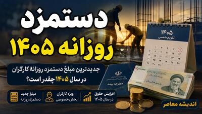 دستمزد روزانه ۱۴۰۵ کارگران اعلام شد
