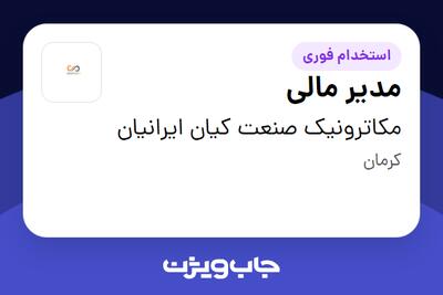 استخدام مدیر مالی در مکاترونیک صنعت کیان ایرانیان