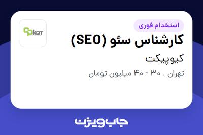 استخدام کارشناس سئو (SEO) در کیوپیکت