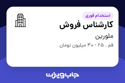  استخدام کارشناس فروش - آقا در ملورین