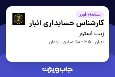  استخدام کارشناس حسابداری انبار - آقا در زیب استور