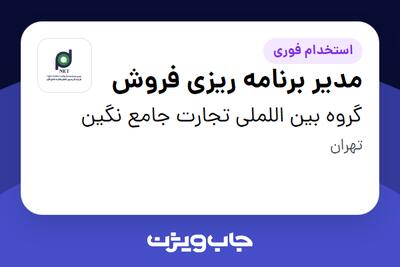استخدام مدیر برنامه ریزی فروش در گروه بین اللملی تجارت جامع نگین