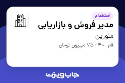  استخدام مدیر فروش و بازاریابی - آقا در ملورین