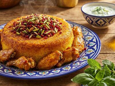 شاهکار آشپزی ایرانی: دستورپخت ته چین بال مرغ مجلسی و طلایی