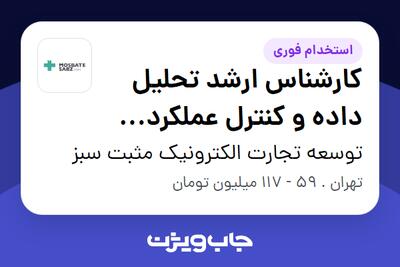 استخدام کارشناس ارشد تحلیل داده و کنترل عملکرد سازمان در توسعه تجارت الکترونیک مثبت سبز