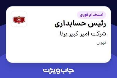  استخدام رئیس حسابداری در شرکت امیر کبیر برنا