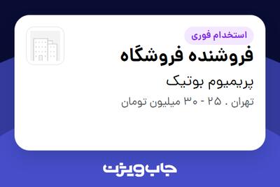  استخدام فروشنده فروشگاه - خانم در پریمیوم بوتیک