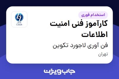 استخدام کارآموز فنی امنیت اطلاعات در فن آوری لاجورد تکوین