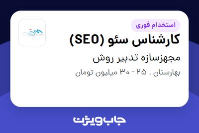  استخدام کارشناس سئو (SEO) - خانم در مجهزسازه تدبیر روش