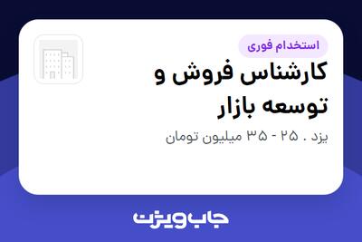 استخدام کارشناس فروش و توسعه بازار در سازمانی فعال در حوزه اینترنت / تجارت الکترونیک / خدمات آنلاین