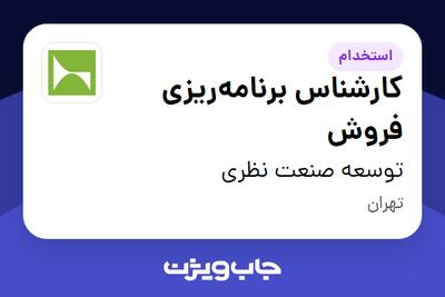 استخدام کارشناس برنامهریزی فروش در توسعه صنعت نظری