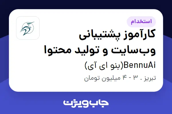 استخدام کارآموز پشتیبانی وبسایت و تولید محتوا در BennuAi(بنو ای آی)