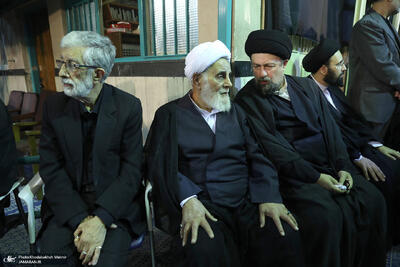  سید حسن خمینی در آغوش حدادعادل/ گپ و گفت ناطق نوری و حدادعادل شکار عکاسان شد/ نقویان هم بود+ تصاویر