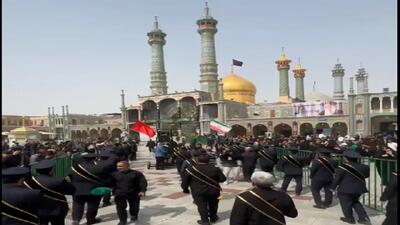  دسته عزاداری خادمان حرم بانوی کرامت در سالروز شهادت امام رئوف برپا شد +فیلم