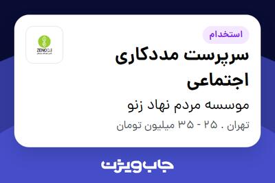 استخدام سرپرست مددکاری اجتماعی در موسسه مردم نهاد زنو