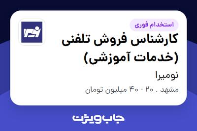 استخدام کارشناس فروش تلفنی (خدمات آموزشی) - خانم در نومیرا