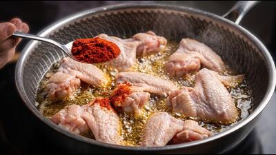 طرز تهیه بال مرغ سوخاری با جوش شیرین و سرکه سیب
