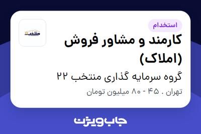  استخدام کارمند و مشاور فروش (املاک) در گروه سرمایه گذاری منتخب 22