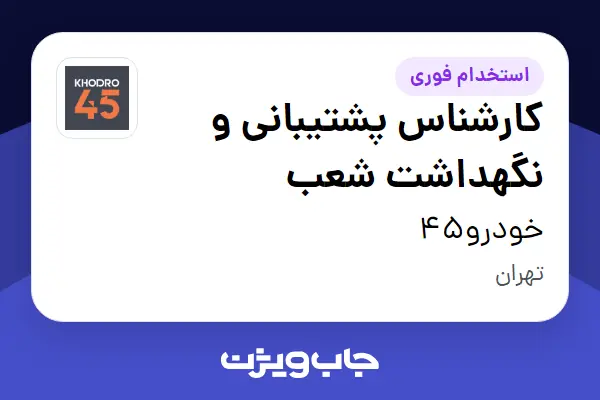  استخدام کارشناس پشتیبانی و نگهداشت شعب در خودرو45