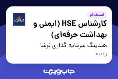 استخدام کارشناس HSE (ایمنی و بهداشت حرفهای) - آقا در هلدینگ سرمایه گذاری بُرشا