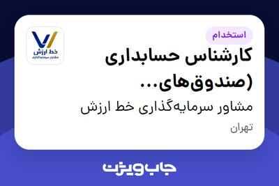 استخدام کارشناس حسابداری (صندوقهای سرمایهگذاری) - آقا در مشاور سرمایهگذاری خط ارزش