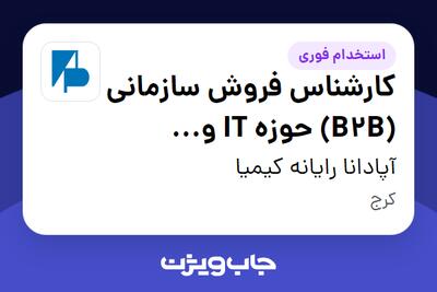 استخدام کارشناس فروش سازمانی (B2B) حوزه IT و تجهیزات شبکه در آپادانا رایانه کیمیا