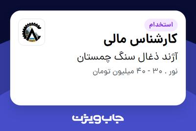  استخدام کارشناس مالی - آقا در آژند ذغال سنگ چمستان