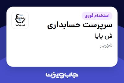  استخدام سرپرست حسابداری - خانم در فن پایا