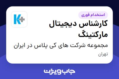  استخدام کارشناس دیجیتال مارکتینگ در مجموعه شرکت های کی پلاس در ایران