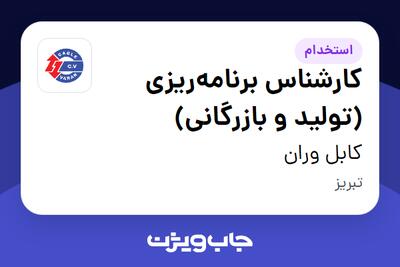 استخدام کارشناس برنامهریزی (تولید و بازرگانی) در کابل وران