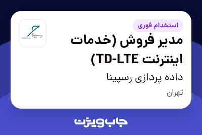 استخدام مدیر فروش (خدمات اینترنت TD-LTE) در داده پردازی رسپینا