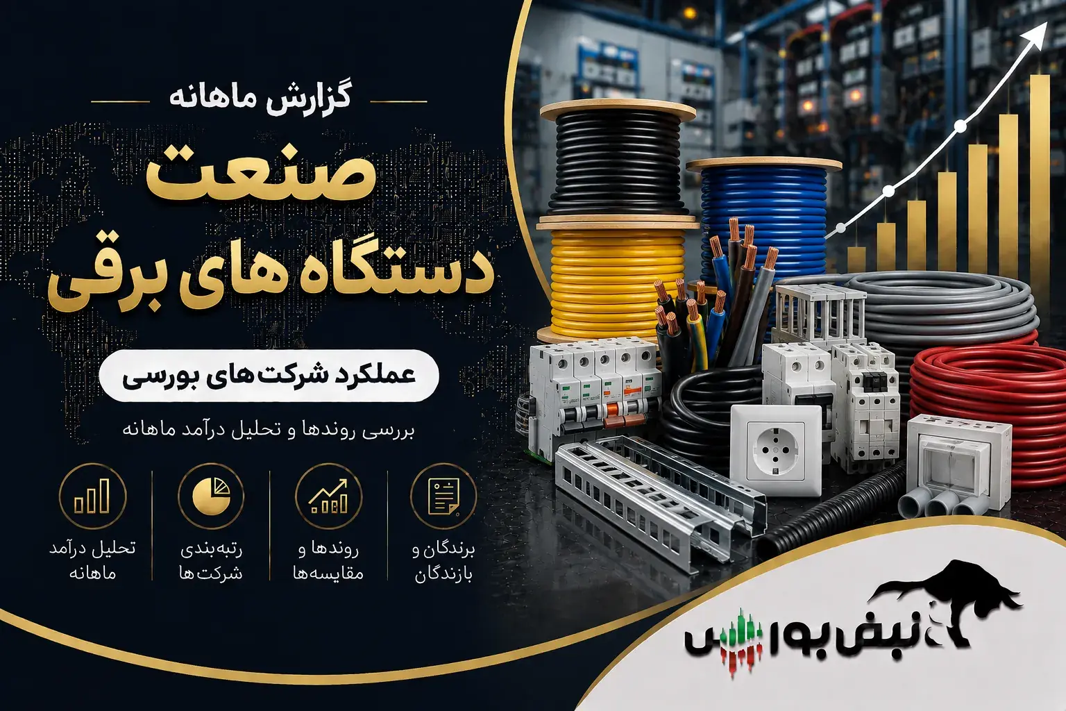 گزارش ماهانه صنعت دستگاه های برقی تیر ۱۴۰۵ | جهش ۳۸۷ درصدی بالبر در کنار افت سنگین چند نماد