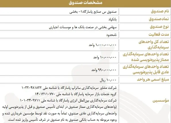 پذیرهنویسی یک صندوق سرمایهگذاری بخشی صنایع