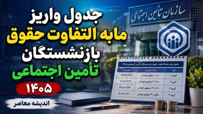جدول واریز مابه التفاوت حقوق بازنشستگان تامین اجتماعی ۱۴۰۵