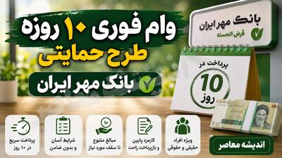 وام فوری ۱۰ روزه طرح حمایتی بانک مهر ایران