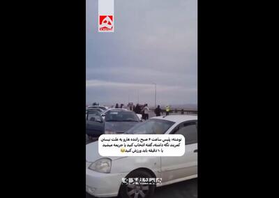  جریمه می شوید یا ۱۰ دقیقه ورزش کنید! | ویدئوی وایرال شده از جریمه عجیب پلیس برای رانندگانی که کمربند نبسته بودند