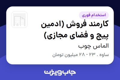 استخدام کارمند فروش (ادمین پیج و فضای مجازی) در الماس چوب